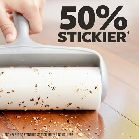 Heavy Duty Lint Roller For Pet Hair And Debris Fifty Percent Stickier Extra Large Roll Perfect For Clothes Furniture Cars And Office Surfaces Sixty Adhesive Sheets Included For Deep Clean Every Mess