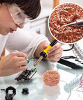 Top Grade Solder Tip Cleaning Brush Made With Heavy Duty Wire Sponge For High Temp Irons, used during electronics repair.