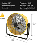 Beefy Heavy Duty 42 Inch Industrial Drum Fan With Dual Speed Control High Velocity Metal Floor Fan 360 Degree Tilt side view