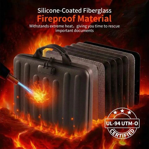 Must-Have Hard Shell Fireproof Document Organizer With Lock, Waterproof Safe Box for A4 Papers, 13 Pocket Accordion File