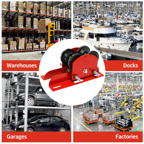 Heavy Duty I Beam Trolley 0.5 Ton Capacity With Dual Track Rollers Adjustable Flange 2.68 To 4.33 Inches for I Beams image in warehouses and factories