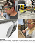 Premium Lightweight Frameless Safety Glasses with Killer Antifog Lens, green gray wraparound for construction work.