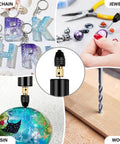 Dope Electric Jewelry Drill Kit With 74 Piece Set used on keychains, resin spheres, and wood, showcasing versatility.