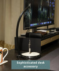 Dope Pendulum Demonstration Kit Reveals Earth's Rotation With Every Swing, placed on a desk beside a computer monitor.
