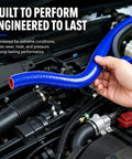 Heavy Duty 5/8 Inch Silicone Heater Hose 16 Foot Long High Temp Reinforced Radiator Line being installed in engine compartment.