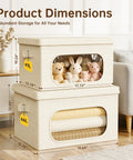 Large Cotton Linen Storage Bins With Lids 2 Pack Closet Organizer, 41L and 66L sizes with clear front windows for viewing contents.