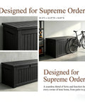 Beefy 258 Gallon Resin Deck Box With Lockable Patio Storage, Waterproof Tool Box as a wood grain outdoor storage bench