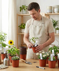 Man planting in 4 Inch Nursery Pots 100 Pack Plastic Seedling Pots With Drainage Holes For Easy Seed Starting And Transplanting