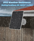 5W Solar Panel Charger For Arlo Essential 2K Outdoor, Essential XL 2nd Gen, and Essential Spotlight Cameras mounted in rain