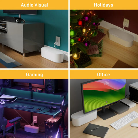 Large White Cable Management Box For Power Strips And Cords, Floor Outlet Hideaway, Desk Cord Organizer in home setups.
