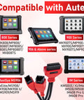 Heavy Duty 12 Plus 8 Pin To OBD2 Diagnostic Adapter Featuring Security Gateway Bypass Cable For American Cars And Trucks, showing compatibility with Autel devices.