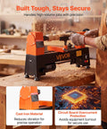 VEVOR Mini Benchtop Wood Lathe, 1/3 HP 8 X 13 Inch, Variable Speed 150 To 3200 RPM in use, cutting wood with precision.