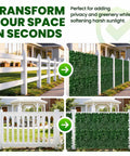 Transform outdoor space using Artificial Ivy Privacy Fence Screen 120 By 40 Inches Ultra Dense 1200 Leaf Faux Ivy Panels.