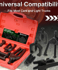 5 Piece Pitman Arm Puller Ball Joint Separator And Tie Rod End Tool Front End Service Kit Splitter Removal Kit For Cars And Light Trucks Includes Pitman Arm Puller Ball Joint Separator And Tie Rod End Tools For Easy Suspension Maintenance., red case with 5 alloy steel front end service tools