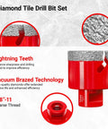 Close-up of Diamond Hole Saw Kit with vacuum brazed technology and coarse thread details for efficient drilling