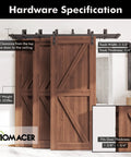 Black Rustic Triple Track Bypass Sliding Barn Door Hardware Kit For Doors 1.375 To 1.75 Inches Thick Three 6.6ft installed