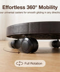 14.2 Inch Round Planter Caddy With Heavy Duty Smooth Gliding Casters, showing 360° mobility with black casters for easy maneuvering.