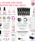Hema Free Poly Gel Nail Kit With 6 Colors All In One Gel System Includes 220W UV LED Lamp Slip Solution Dual Forms Nail Brush File