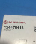 Top Shelf One Quarter Inch Male Swivel Brass Fitting Adapter Elbow for Pneumatic Line hookup, packaging detail, IMI Norgren branding.