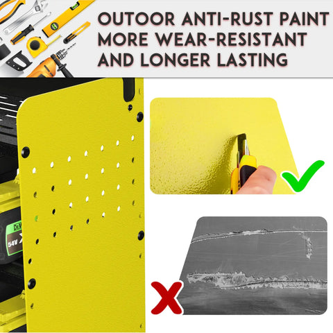 Power Tool Organizer Wall Mount With 5 Layer Shelf Heavy Duty Cordless Tool Rack anti-rust yellow panel and scratch test