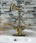 Heritage 4 Inch Plate Vessel Sink Faucet Deck Mount Brushed Nickel With Two Handles Drip Free Ceramic Cartridge 1 Hole Sink Install