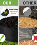 Comparison of 15 Gallon Heavy Duty Felt Fabric Grow Bag Planter For Backyard Indoor Outdoor Gardens, left: durable, right: fragile.