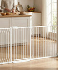 Extra Wide Baby Gate For Stairs And Doorways Fits 67 To 71.5 Inches No Drilling Pressure Mounted Pet Gate in white kitchen