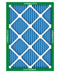Front view of 16x20x1 Air Filter MERV 13 for Smoke and Allergen Defense with green frame and blue electrostatic pleats
