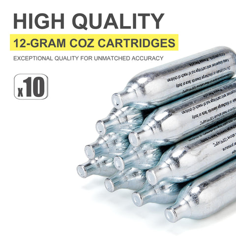 12 Gram CO2 Cartridges Non-Threaded For Paintball Guns Pellet Guns BB Guns And Airsoft Guns High-Grade CO2 Cylinders 10 pack