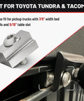 Toyota Tundra Tacoma Bed Rail Cleat T Slot Nut With Three Eighths Inch Thread Stainless Steel Tie Down Kit, close-up view.