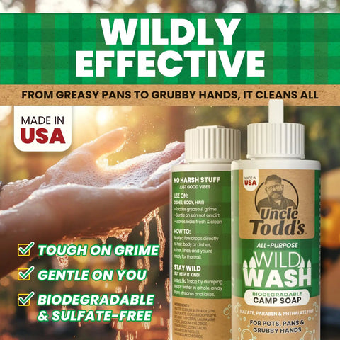 Biodegradable Camping Soap For Dishes, Body, Hands, And Clothes With Sage Scent 4oz Eco Friendly Outdoor Cleanser bottle