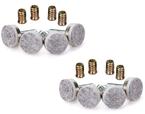 Heavy Duty Adjustable Leveling Feet With Three Eighth Inch Sixteen Thread Pitch And Felt Pads Ironclad Steel Base Supports Heavy Load Eight Pack in a set with felt pads and screws.