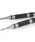 Pack of 2 heavy-duty automatic center punches with knurled black grips and steel tips