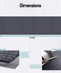 Extra Large Heavy Duty Commercial Entrance Rug Top Notch Walk Off Mat Built Tough For Heavy Foot Traffic Water Resistant Boot Scraper Gray Floor Mat dimensions 10 feet by 3 feet.