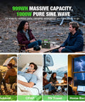 1000W Portable Power Station 999Wh Solar Generator With 200W Solar Panels used in various outdoor and emergency situations.