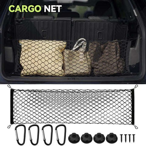 Cargo net for All Weather TPE Floor Mats For 2021 To 2026 Chevy Tahoe And GMC Yukon 8-Seat Models With Bench Seats and accessories