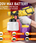 Kick Up Your Painting Game With This No Fuss Cordless Paint Sprayer Featuring A Brushless Motor And Four Adjustable Nozzles For That Smooth As Butter Diy Finish, close-up of sprayer with 20V battery compatibility.