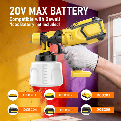Kick Up Your Painting Game With This No Fuss Cordless Paint Sprayer Featuring A Brushless Motor And Four Adjustable Nozzles For That Smooth As Butter Diy Finish, close-up of sprayer with 20V battery compatibility.