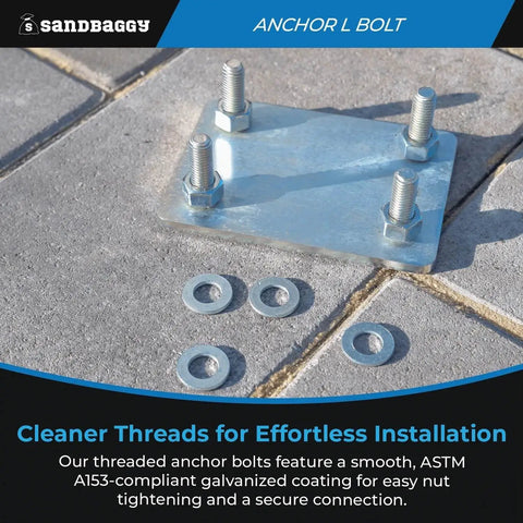 Heavy Duty Five Eighths Inch Threaded Concrete Anchor L Bolts for Base Plate and Sill Plate Installations on stone surface
