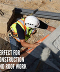 Worker using Full Body Safety Harness 3 Piece Fall Protection Kit With Tongue Buckle Legs on construction site