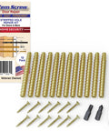 12 Pack Brass Door Hinge Repair Kit For Stripped Screws showing brass inserts, screws, drill bit, Torx, and Phillips bits.