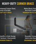 Top Notch Rock Solid Heavy Duty Black Cold Rolled Steel L Brackets 5 X 3 Inch with screws, featured in ergonomic design.