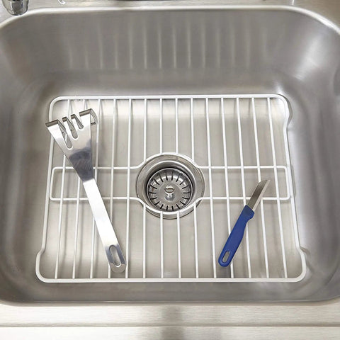 12 Inch White Sink Protector Mat And Grid Set For Scratch Prevention, Dish Safe Protection, Easy Cleaning, And Smart Kitchen Sink Organization To Keep Your Basin Looking Fresh And Neat For Daily Use
