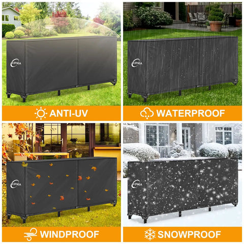 8-Foot Waterproof Firewood Rack Cover For Outdoor Wood Storage, Heavy-Duty 600D Canvas in various weather conditions