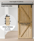 6.6Ft Box Rail Sliding Barn Door Hardware Kit Alloy Steel Wall Mount for Single Door, wooden door installed in room.