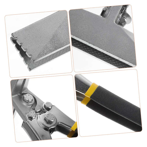 Close-up of Metal Bending Pliers 150mm Flat Plate Jaw HVAC Hand Seamers with ergonomic handles and locking feature.