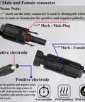 Solar Panel To DC 5.5mm X 2.1mm Male And Female Adapter Cable diagram, polarity markings shown, 1.5m 16AWG extension for generators.