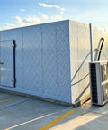 Shop Grade Modular Walk In Cooler And Freezer Combo For Restaurant Food Storage Quick Snap Together Insulated Cold Room Kit exterior view.