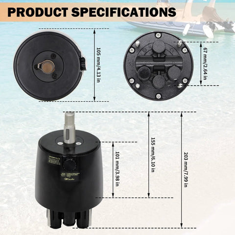 Outboard Hydraulic Steering Pump Helm For Boats Up To 300 HP Front Mount product specifications with dimensions labeled