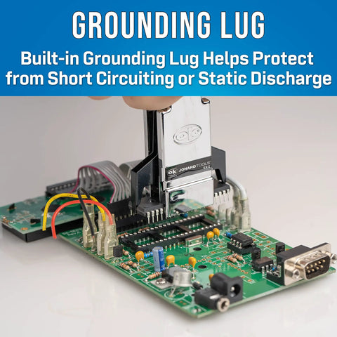 DIP And IC Extraction Tool For 24 To 40 Pin Chips With Grounding Lug Safe Chip Puller removing chip from circuit board